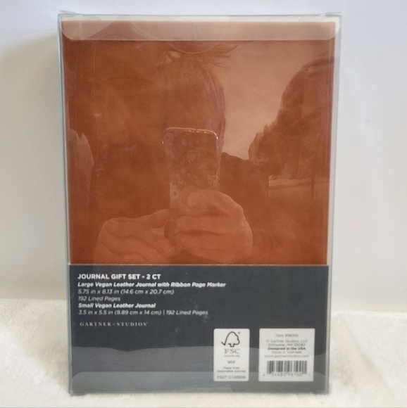 Gartner Studios Cream Tan Gold Vegan Leather Journal 2 Piece Gift Set NWT - Picture 6 of 10